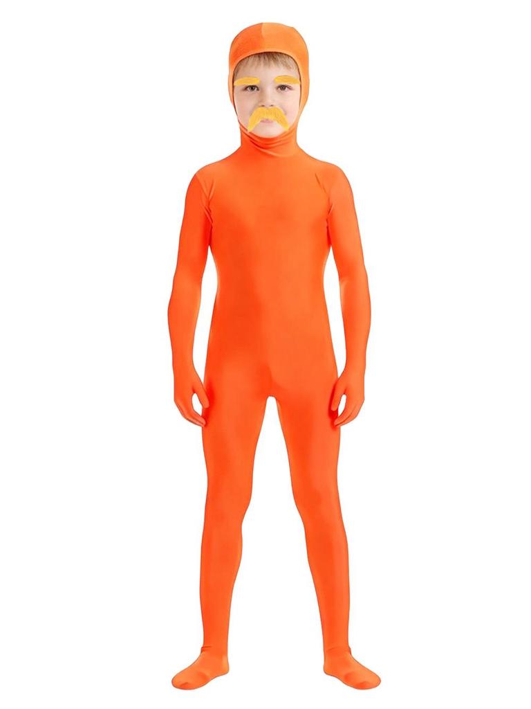 Zentai-Anzug mit fluoreszierendem Schnurrbart & Augenbrauen - einfarbiger Performance-Body