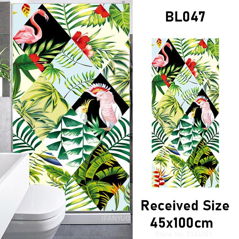 Matte Tropical Plants Flower Animal Window Glass Electrostatic Stickers Decorative Privacy Protection Film Glue Free Removable