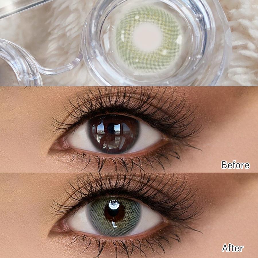 FreshLady Natural Colored Contact Lenses 2pcs 14.2mm Yearly Soft Cosmetic Lens for Daily & Party Makeup