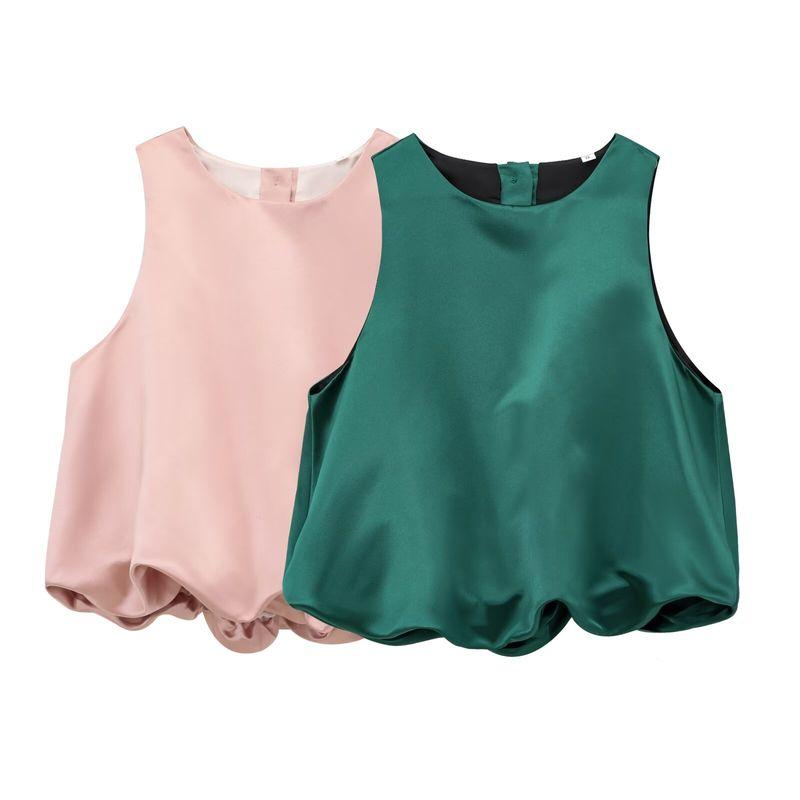 Kaslead New Arrival Women's Clothing Fashion Style Fashion Balloon Style Silk Satin Texture Tops 2137580