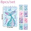 8pcs New Mermaid Theme Pocket Notebooks Stationery Tearable Coil Booklet Portable Mini Notepads