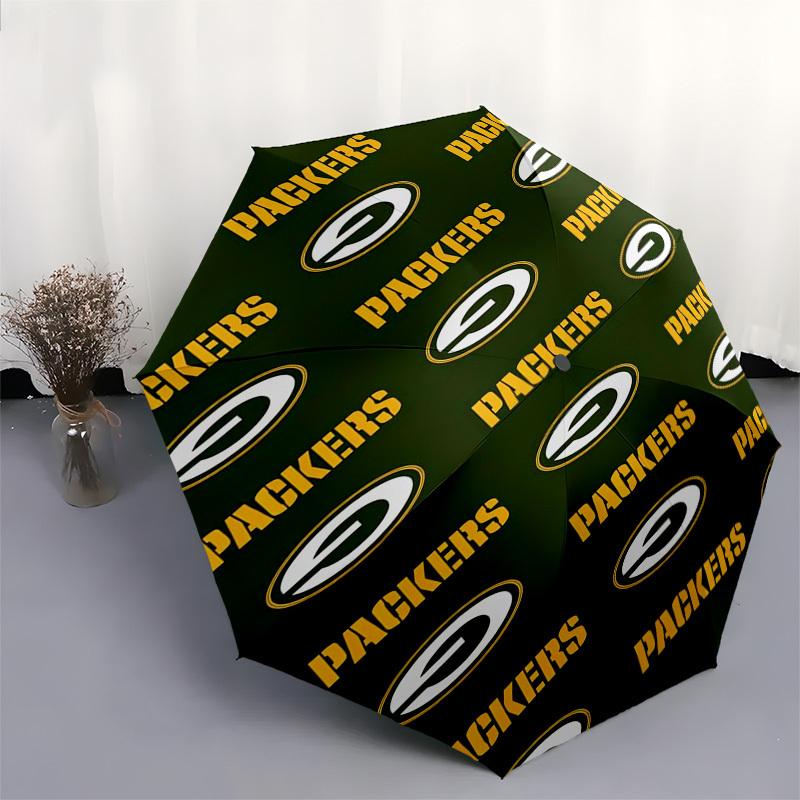 Green Bay Packers,Logo Themed Automatic Opening and Closing Umbrella,Compact Travel Umbrella,Lightweight and Portable,Suitable for Beach Com