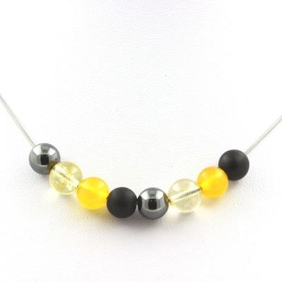 Náhrdelník - A BIJOUX - Hematit Onyx Citrín Achát - 8 mm - Nerezová ocel - Unisex
