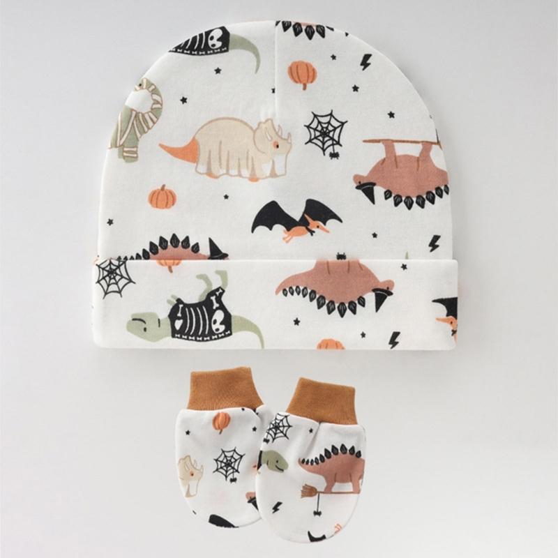 3 Set Baby Bonnet Hat Feature Foldable Cuff with Mittens Cotton Fabric Gentle On Skin Multiple Color Available