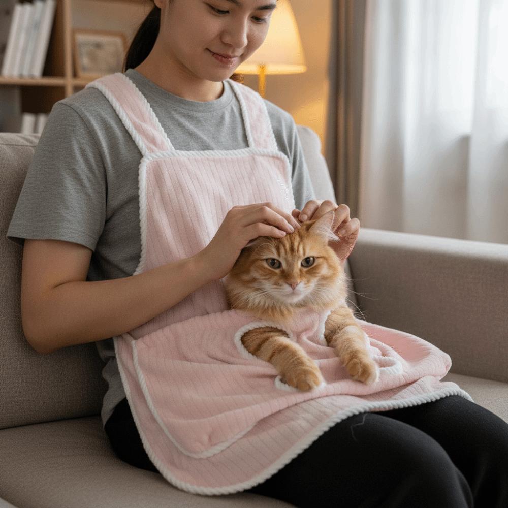 Hair-Resistant Pet Carrier Apron Anti Scratch Thickened Cat Hug Blanket Large Pockets Super Soft Pet Sleeping Bag Vet Visit