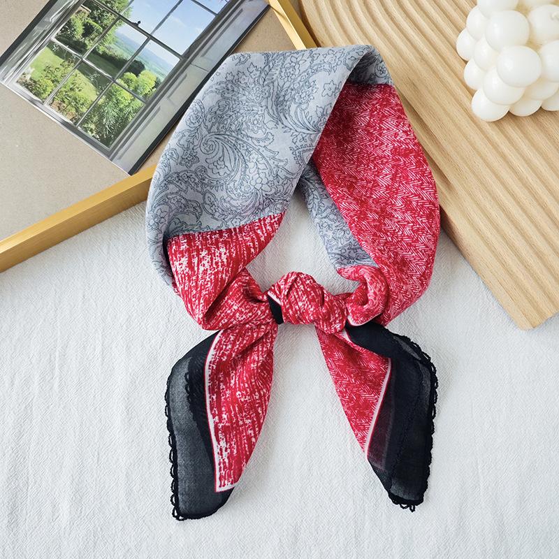 Thin Cotton and Linen Small Square Scarf Fresh and Breathable Women's Soft Literary and Decorative Small Silk Scarf Summer Scarf Women's Versatile