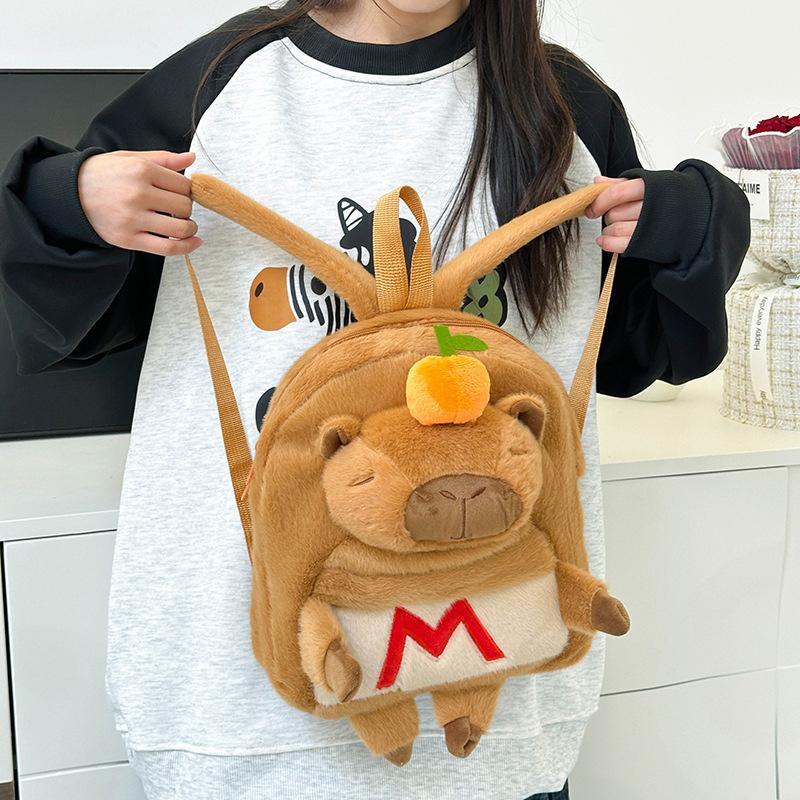 Kawaii Pluszowy Plecak Kapibara dla Kobiet Wszechstronna Kreskówkowa Zabawna Torba Crossbody Kapibala Duża Pojemność Torba Tote