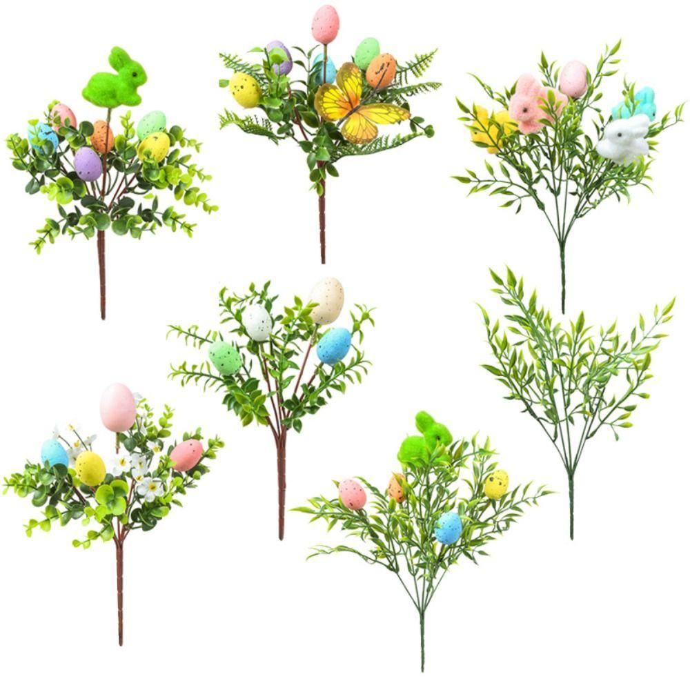 Artificial Easter Flower Foam Easter Egg Rabbit Flower Decor Spring Floral Stems Speckled Easter Plant Twig Branches for Easter