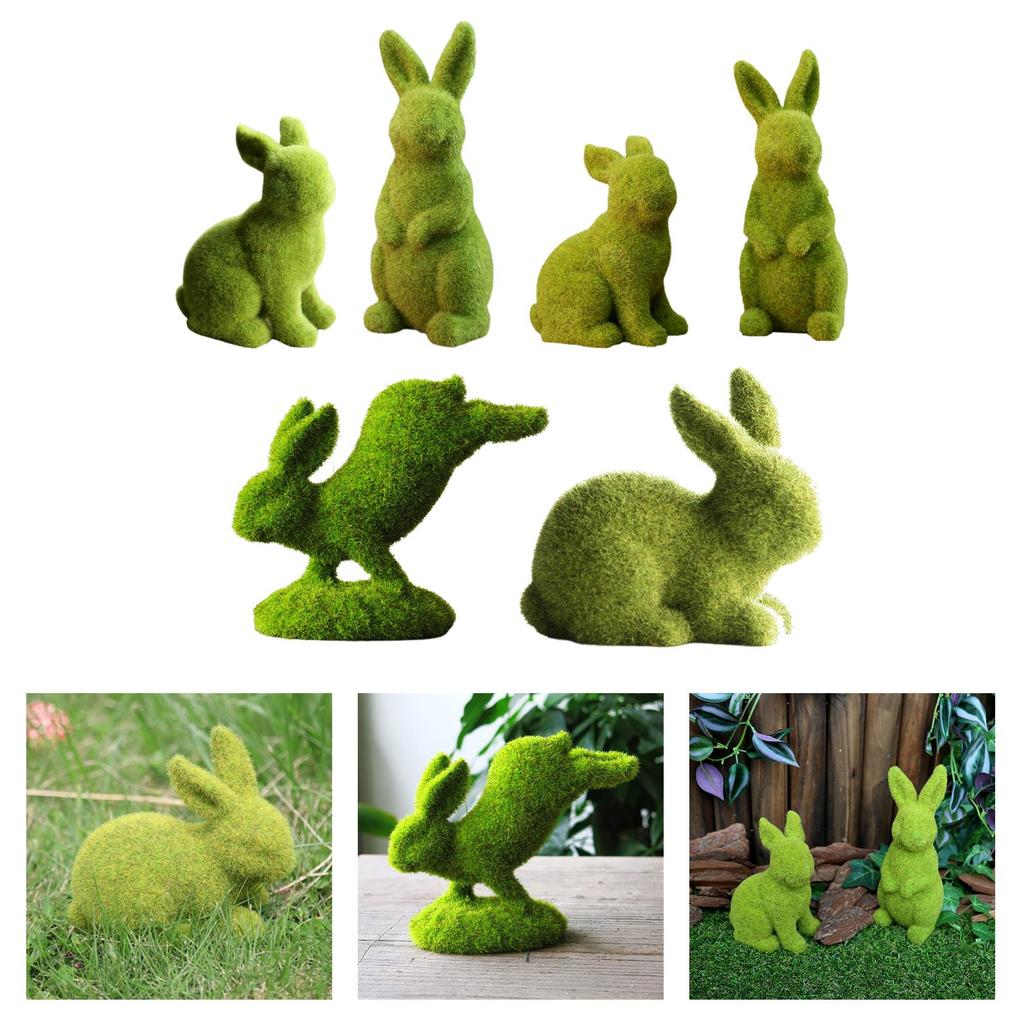 Künstlicher Oster-Imitations-Beflockter Hase Gartenstatue Rasen Flur Blumenbeet Hasenskulptur Outdoor Heimdeko Handwerk
