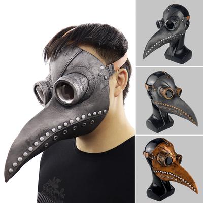 Veba Doktor Maskesi Cadılar Bayramı Kostümü Kuş Uzun Burun Gaga PU Deri Steampunk