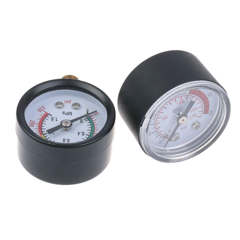 Pressure Gauge Air Compressor Pneumatic Hydraulic Fluid 0-12Bar / 0-170PSI Easy To Read Dial Measuring Instrument