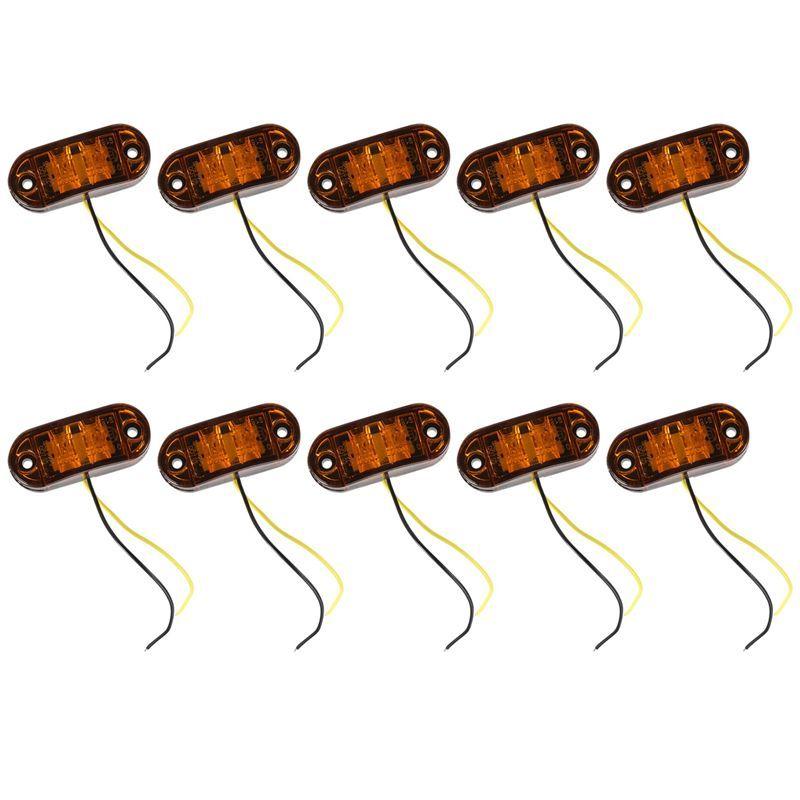 

Durable-10Pcs Amber 2 Led Light Oval Clearance Trailer Car Truck Side Marker Tail Lamp yellow black