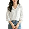 Lace Embroidered Hooded UV Sun Front Loose Soft Daily Stylish [Guo.KK7] Women's Long-Sleeve Shirt, Protection, Protection, Opening, Fit, Material,