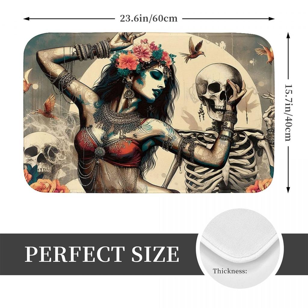 Alexander Gothic Las Elegantes Girls Day Of Dead Skull Non-slip Doormat Floor Mat Carpet Rug for Kitchen Entrance Footpad Mats