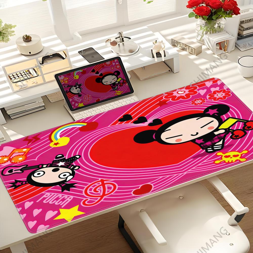 Cute Garu Pucca Mouse Pad Nonslip Locking Edge Deskmat Pc Laptop Accessories Rubber Office Keyboard Large Game Xxl Carpet