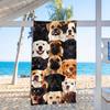 Mikrofiber Oversized Strandhåndklæde med Sød Hundeprint - Moderne Stil, Maskinvaskbart, Dyretema, Blødt Strikket Stof, Pool