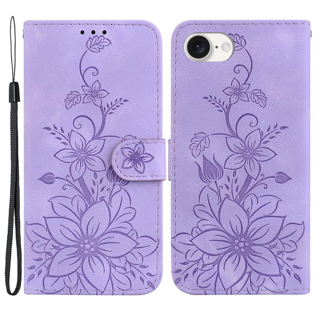 For iPhone 16e Cell Phone Cases Floral Imprinted PU Leather Flip Protective Cover