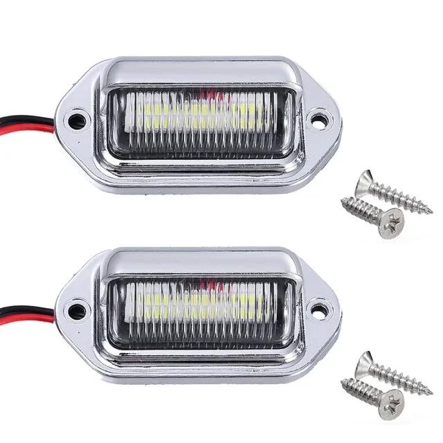 6 LED Car License Number Plate Lights Waterproof 12-24V Universal Truck RV Trailer Tail License Plate White Side Lamp Bulbs
