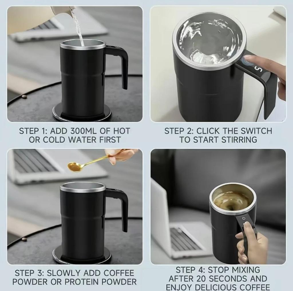 Xiaomi Mug à café électrique auto-mélangeur 380 ml IP67 étanche Mug à café mélangeur Chargement USB Affichage numérique Tasse magnétique automatique