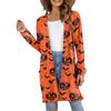 Women's Fashion Casual Comfortable Halloween Printed Mid-Length Cardigan With Pockets Jacket