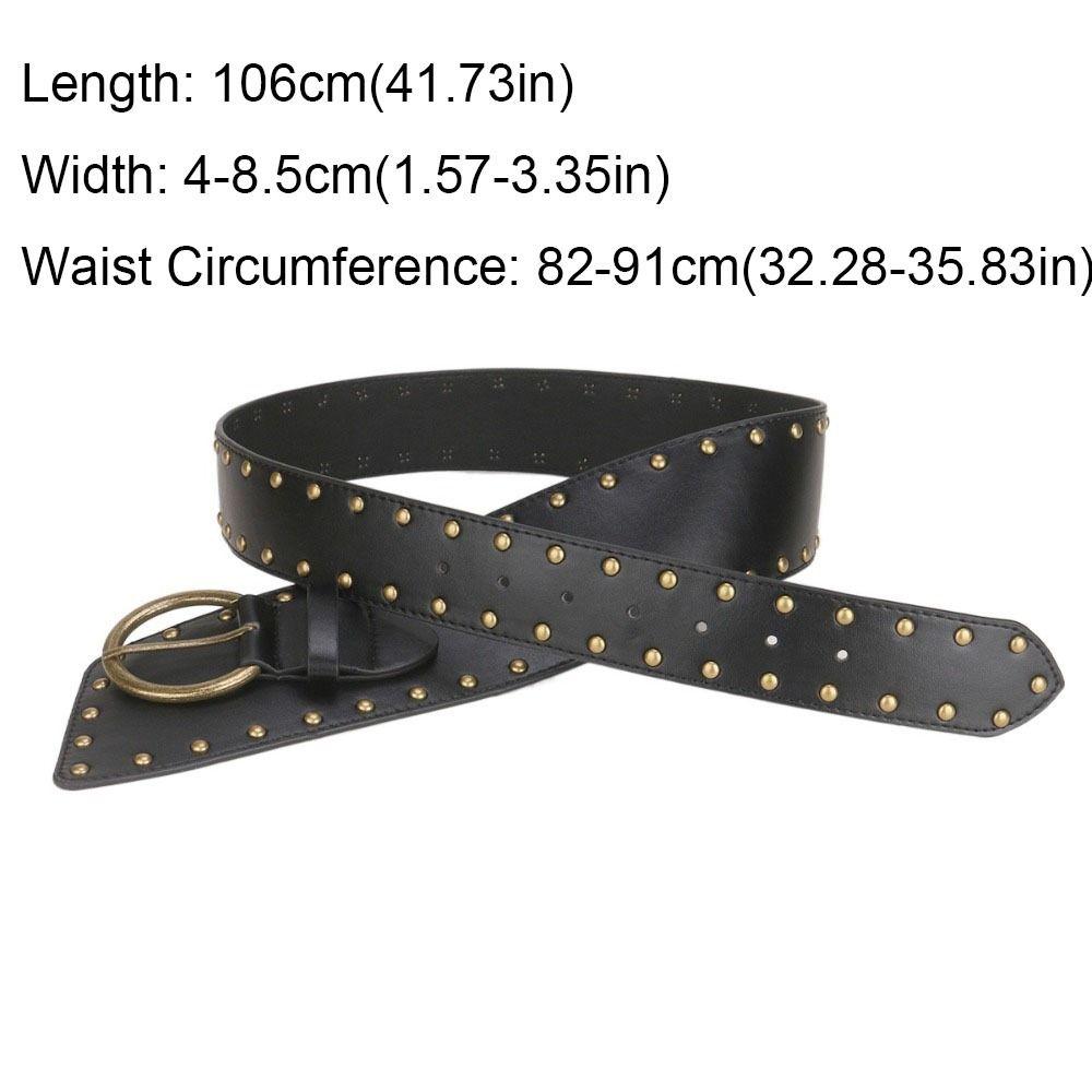 Gothic Adjustable Metal Rivet Belt PU Leather Western Cowgirl Wide Cummerbunds Y2K Harajuku Waist Corset Pants Decorative
