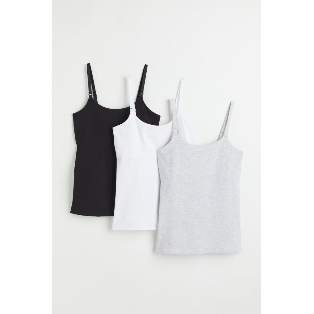 

Комплект из 3-х маек без рукавов для кормления HM MAMA, черный, белый, серый, меланж
