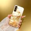 Goldene Schmetterling beschichtete Glas Handyhülle geeignet für Samsung Galaxy S26 S25 S24 S23 S22 S20 FE/Ultra/Plus sturzsichere Rückabdeckung