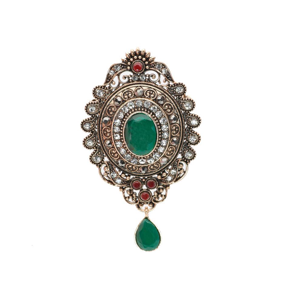 

Брошь в стиле бохо с кристаллами и цветком, металлический шарф, рождественский подарок, винтажные свадебные украшения, женская брошь зелёный