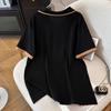 Plus Size Women's Summer Lapel Top Slimming Short Sleeve T-Shirt Cardigan
