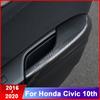 ABS Carbon Fiber Door Armrest Protective Cover with Hand Decoration Modification For Honda Civic 10th 2016 2017 2018