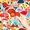 50PCS Mushroom Waterproof Stickers, Cute Decorative Decals for Laptop, Fridge & Notebook