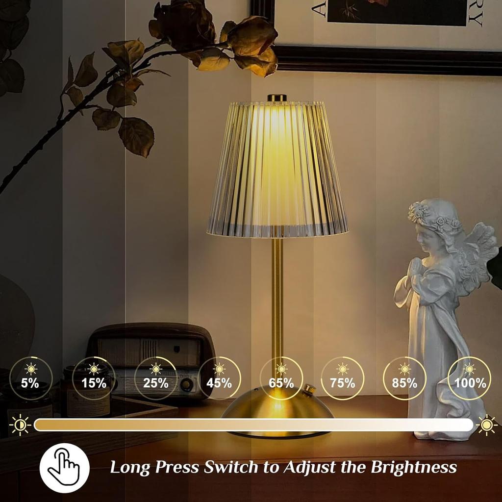 LED Table Lamps 3 Color Touch Dimming Night Light USB Rechargeable Cordless Atmosphere Hotel Bedroom Bedside Lamps Decor Light