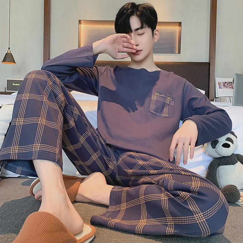 Men's Long-Sleeve Trousers Suit for Autumn/Winter Home Wear, Available In Large Sizes