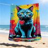 1pc Colorful Cat Outdoor Flannel Blanket Soft All Season Polyester Throw , Perfect for Picnics & Travel , Picnic Accessory