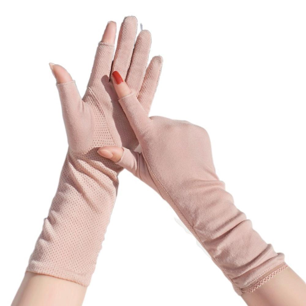 

Anti-UV Women Sunscreen Gloves Thin Lengthen Sun Protection Riding Gloves Touch Screen Non Slip Summer Driving Mittens Outdoor