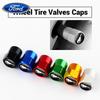 Car Sticker Ford 4Pcs Car Emblem Tire Valve Covers Dust Caps For Ford Mustang Shelby Edge Kuga Transit Fiesta Mondeo Ghia Fusion
