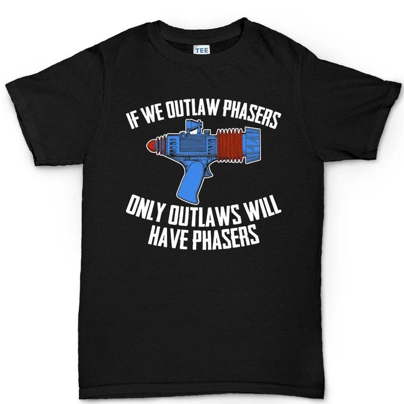 Phaser gun black cotton Tshirt casual vintage streetwear Unisexs fitness muscle athletic fit M