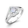 1.05 Cts Round Moonstone Heart Shape 925 Sterling Silver Split Shank Women Wedding Ring