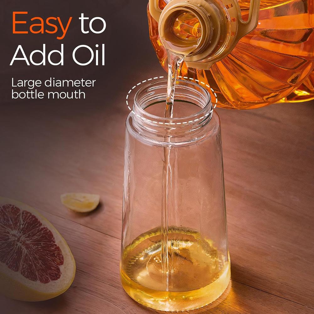 470ml Glass Olive Oil Sprayer for Cooking – 2 in 1 Olive Oil Dispenser Bottle for Kitchen Gadgets and Air Fryer Accessories