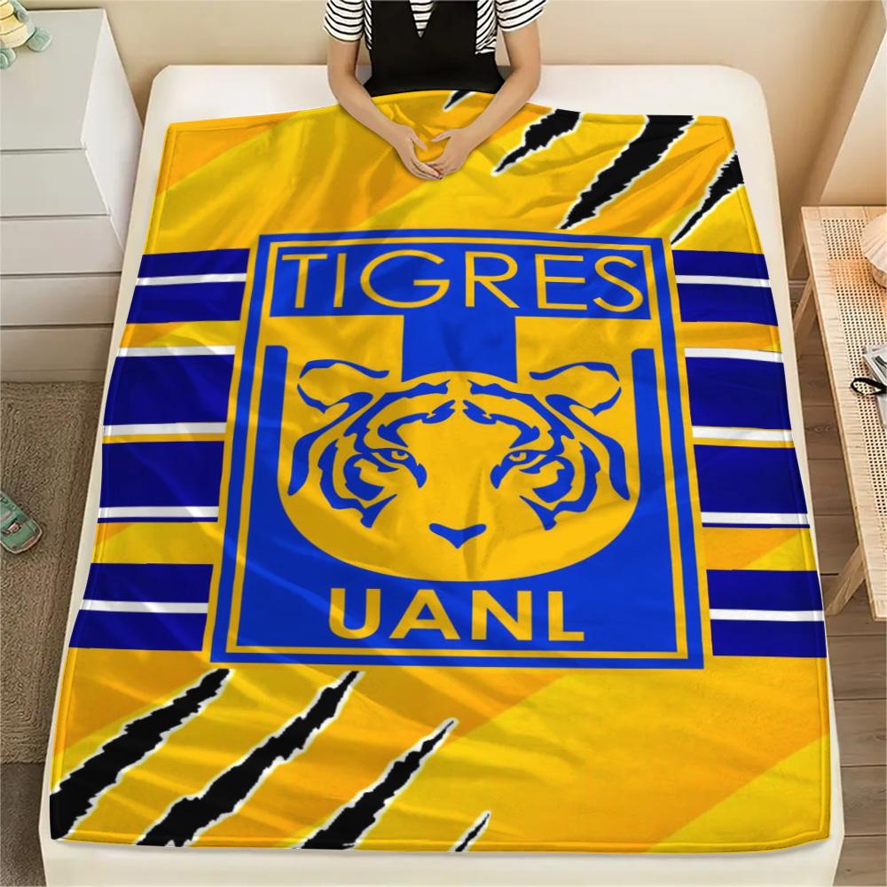 1Pc Tigres UANL Print Flannel Blanket High Quality Warm Comfortable Cover for All Seasons Perfect for Gifts Home Decor