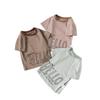 Children's Clothing Boys' Half Sleeve Girl Letter Stripes Tops Kids Short Sleeve T-Shirt Baby Boy Loose Summer Round Neck