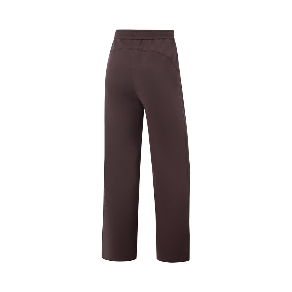 Li Ning Fitness Series Straight Leg Simple Solid Color Mid Rise Knitted Sports Pants Women Bottoms Chaos-Brown AKLV970-6