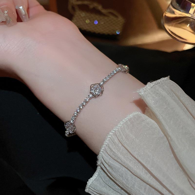 Zircon glass bead square love adjustable bracelet trendy fashion bracelet light luxury high-end jewelry women