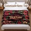 Christmas Theme Soft Blanket Personalized Custom Name Text Print Warm Blanket Home Sofa Bedroom Decor