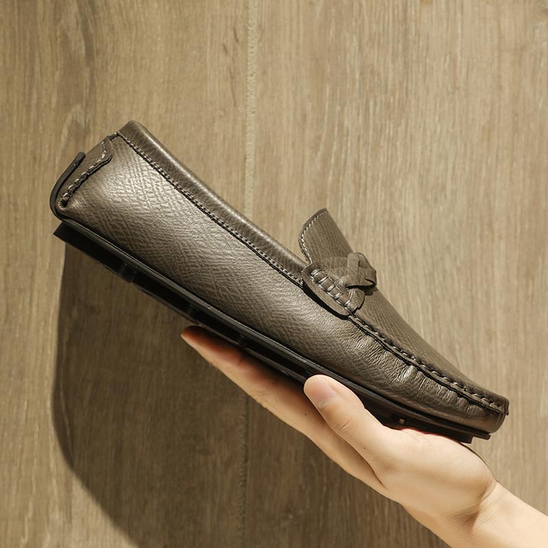Pánské mokasíny z pravé kůže, designové, módní, nazouvací, měkké ploché boty, klasická pánská ležérní obuv, ručně vyráběné venkovní lodní boty