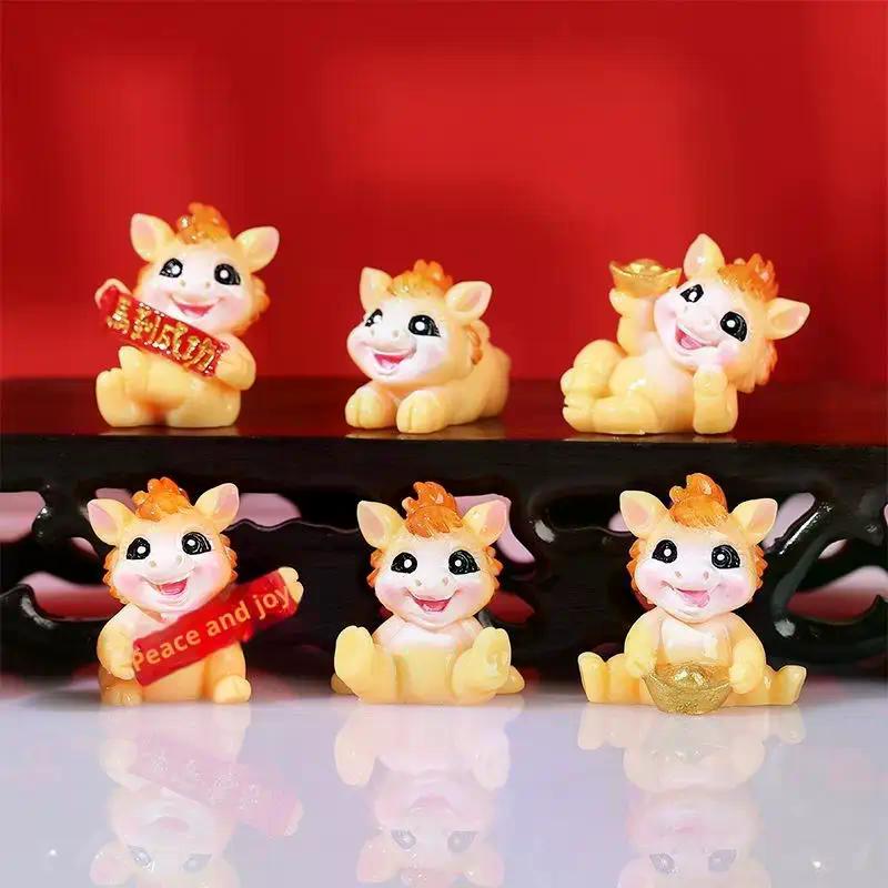 1/2 Stück Lebensechte Tierkreis Pferd Maskottchen Ornament Harz 2026 Pferdejahr Figuren Dekorative Chinesische Miniatur Pferd Figuren