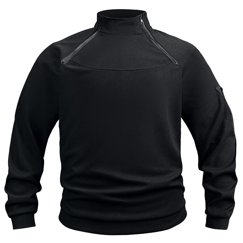 Men's Tactical Stand-Up Collar Sweatshirt – Warm, Breathable, Loose-Fit for Autumn/Winter