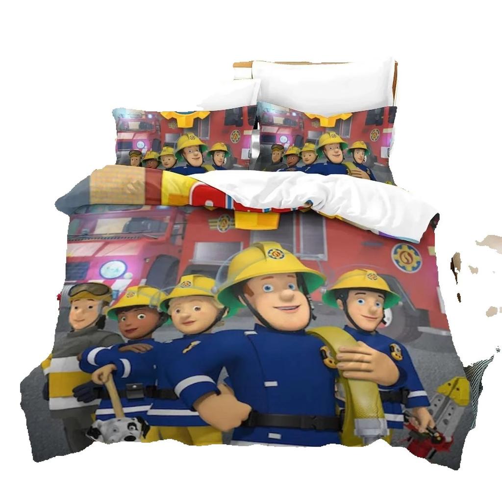 3D Cartoon Fireman Sam Toys Duvet Cover Set Comfortable and Warm Bedding Set for Decorating Your Bedroom and Enhancing Home Life