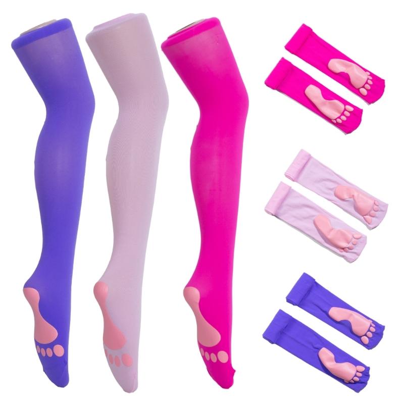 Foot Print Thigh High Socks Cute Over Knee Stockings Pink Footprint Over Knee Stockings Women Lolitas Long Boot Socks