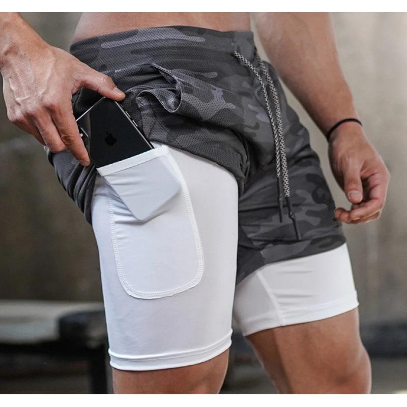 Muscle Brothers Men's Trendy Double-Layer Running Sports Shorts - Casual, Loose-Fit Outdoor Fitness Wear